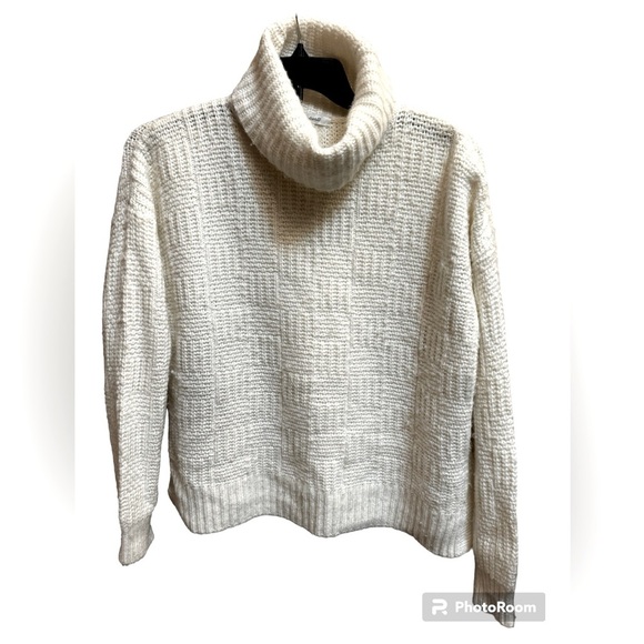 MADEWELL ANGORA WOOL Turtleneck checkerboard Knit Wool Sweater chunky luxe - Picture 1 of 13